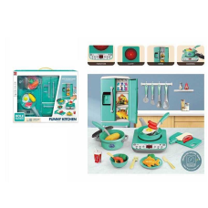 Набір техніки RJ 5810 B (12) плита підсвічується, звукові ефекти, таймер, холодильник, рухомі дверцята, посуд, муляжі харчових продуктів, у коробці