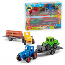 Набір тракторів 145326 (72/2) 2 трактори, причеп, герої, інерція, в коробці