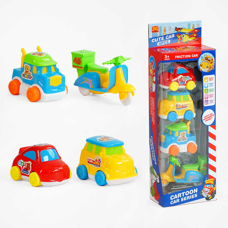 Набір транспорту 1308-19 (96/2) 4 штуки, інерція, в коробці