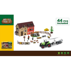 Набір фермера 550-32 K (12) 44 елементи, трактор, підсвічування, звук, інерція, цистерна, стайня, фігурка фермера, фігурки тварин, декорації, в коробці