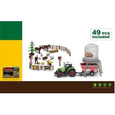 Набір фермера 550-33 K (12) 49 елементів, трактор, підсвічування, звук, інерція, причеп, силосна вежа, стайня, фігурка фермера, фігурки тварин, декорації,  в коробці
