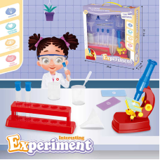 Набір хіміка W 610 (24) пробірки, мірний стаканчик, окуляри, пінцет, лійка, мікроскоп на батарейках, підсвітка, в коробці