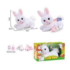 Інтерактивна тваринка 933-146 E (12) “Кролик”, запис та відтворення звуків, сенсорні та магнітні датчики, двоє кроленят, пляшечка, пісні англ. мовою, окастик, в коробці