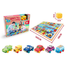 Набір вінілових машин JZD - 077 (24/2) килимок для гри, 6 машинок, в коробці