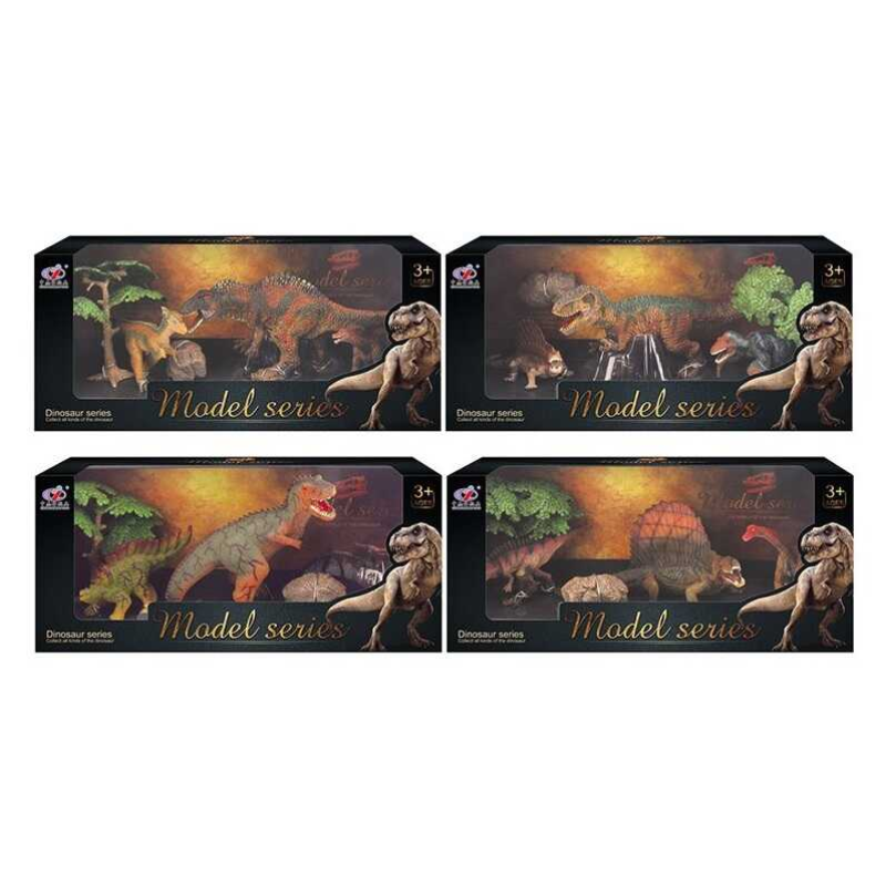 Набір динозаврів Q 9899 M 6 (48/2) 4 види, 5 елементів, 3 динозаври, 2 аксесуари, в коробці