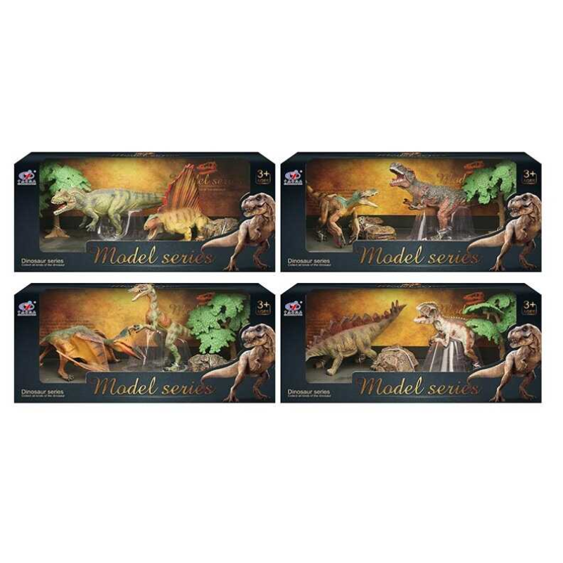 Набір динозаврів Q 9899 M 7 (48/2) 4 види, 2 динозаври, 2 аксесуари, в коробці