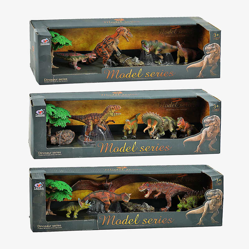 Набір динозаврів Q 9899 Q 3 (24) 3 види, 7 елементів, 5 динозаврів, 2 аксесуари, в коробці