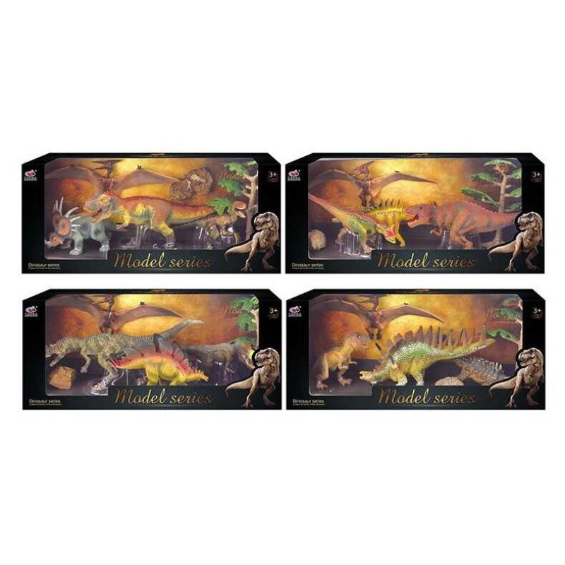 Набір динозаврів Q 9899 W4 (12) 4 види, 6 елементів, 4 динозаври, 2 аксесуара, в коробці