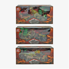 Набір динозаврів Q 9899-222 (12/2) 3 види, 9 елементів, 6 динозаврів, аксесуари, в коробці