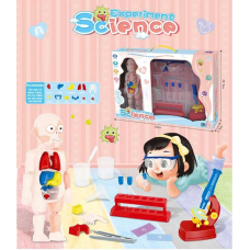 Набір лікаря W 604 (24) світло, лялька-людина, органи, 14 аксесуарів, мікроскоп, пробірки, захисні окуляри, в коробці