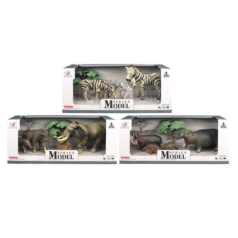 Набір тварин Q 9899 C-4 (36/2) “Дикі тварини“, 3 види, 5 елементів, 3 фігурки тварин, аксесуари, в коробці