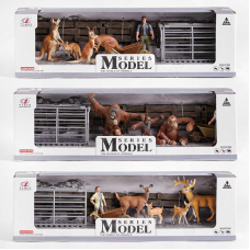 Набір тварин Q 9899 D 3 (24/2) “Зоопарк“, 3 види, 7 елементів, фігурка людини, 4 тварин, в коробці