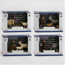 Набір тварин Q 9899 X 19 (48/2) “Сільськогосподарські тварини“, 4 види, 9 елементів, 2 тварин, фермер, вольєр, аксесуари, в коробці