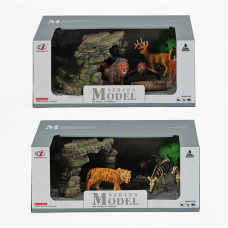 Набір тварин Q 9899 Y-75 (12) “Дикі тварини“, 2 види, 7 елементів, 4 фігурки тварин, аксесуари, в коробці