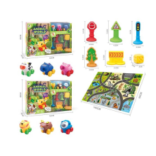 Набір машин JZD - 111 (12) 2 види, ігровий килимок 145х98 см, 3 машинки, декорації, в коробці