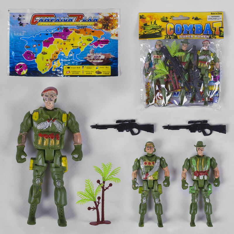 Набір солдатиків 903-1 (504/2) 7 елементів, 3 солдати, 2 зброї, карта, аксесуар, у пакеті