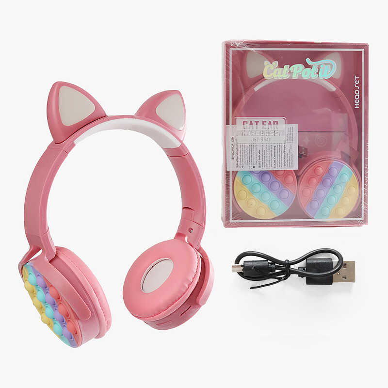 Навушники C 60911 (60) bluetooth, регульований розмір, підсвічування, мікрофон, AUX роз’єм, в коробці