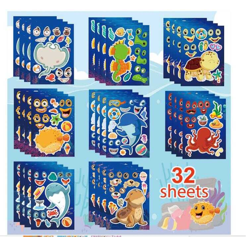 Наліпки M 50537 (150) “Морські мешканці”, 32 штуки, в пакеті 