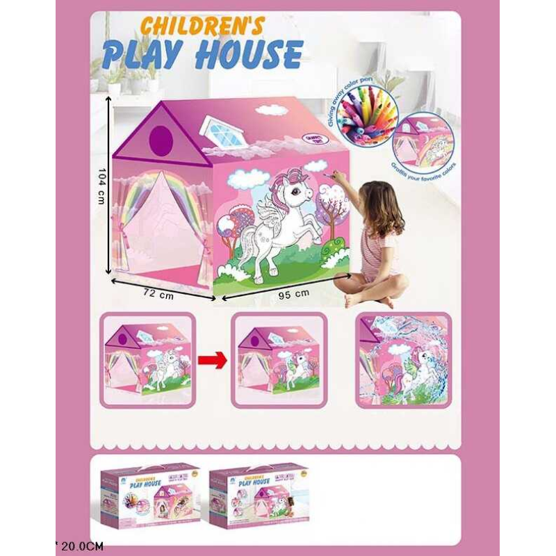 Намет 1888-6 (18) “Чарівний єдиноріг”, розмальовка, 12 фломастерів, 95х70х104 см, в коробці