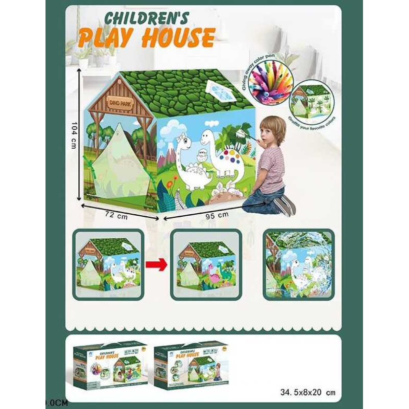 Намет 1888-7 (18) “Дино парк”, розмальовка, 12 фломастерів, 95х70х104 см, в коробці