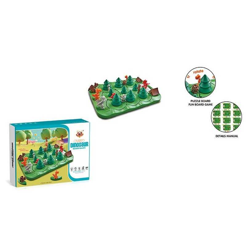 Настільна логічна гра T 246 (72/2) “Динозавряча гонка“, фігурки динозаврів, ялинковий ліс, елементи обертаються, в коробці