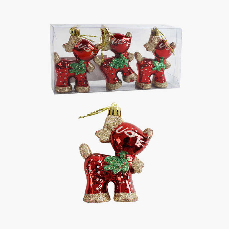 Новорічні прикраси C 67238 (225) 3 штуки, “Олені”, у слюді