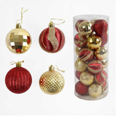 Новорічні прикраси C 67282 (24) 24 штуки, кульки, D = 5,5 см, в слюді
