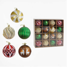 Новорічні прикраси C 67493 (12) 16 штук, кульки, D= 7 см, в коробці