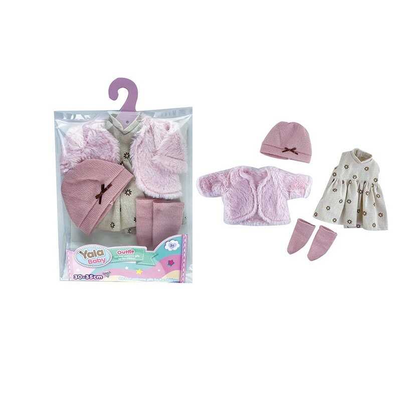 Одяг для ляльок YLC 235 K (120) шубка, шкарпетки, сукня, шапочка, для ляльок зростом 30-35 см, в пакеті