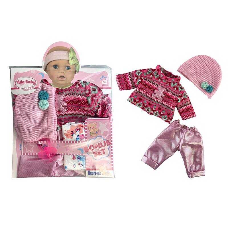 Одяг для ляльок YLC 43 G (96) в“язаний светр, штанці, шапочка, підгузок, пустушка, для ляльок зростом 30-35 см, в пакеті