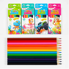 Олівці C 61924 (240) 4 види, 12 шт в упаковці, 12 кольорів, в коробці, ВИДАЄТЬСЯ ТІЛЬКИ МІКС ВИДІВ