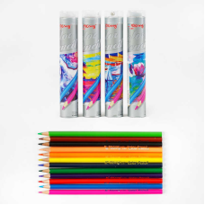 Олівці C 61998 (144) 4 види, 12 кольорів, точилка, в тубі, ВИДАЄТЬСЯ ТІЛЬКИ МІКС ВИДІВ
