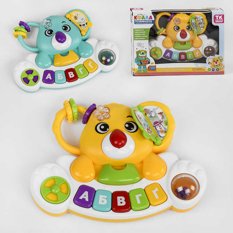 Піаніно 83576 (36) “ТК Group“, 2 кольори, ОЗВУЧУВАННЯ УКРАЇНСЬКОЮ МОВОЮ, “Коала“, підсвічування, вивчення алфавіту, мелодії, тріскачка, в коробці