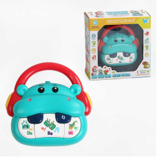 Піаніно “Бегемотик” W-04490 (120) “WToys“, ОЗВУЧУВАННЯ УКРАЇНСЬКОЮ МОВОЮ, підсвічування, ноти, казки, пісні, в коробці