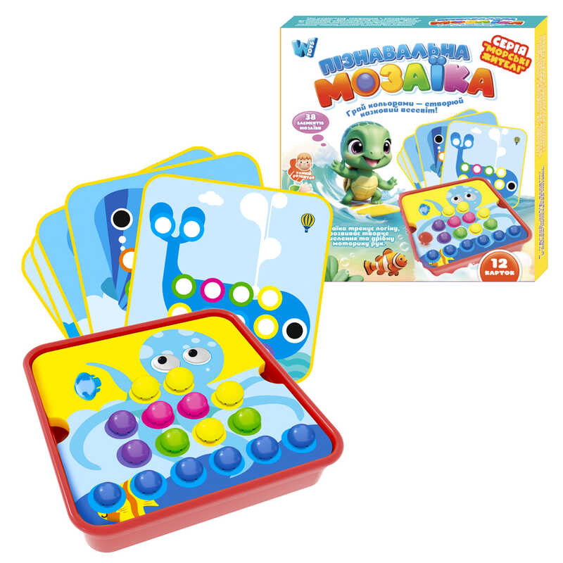 Пізнавальна мозаїка 13731 (60/2) “WToys“, 38 елементів, 12 карток із завданнями, в коробці Пізнавальна мозаїка 13731 (60/2) “WToys“, 38 елементів, 12 карток із завданнями, в коробці