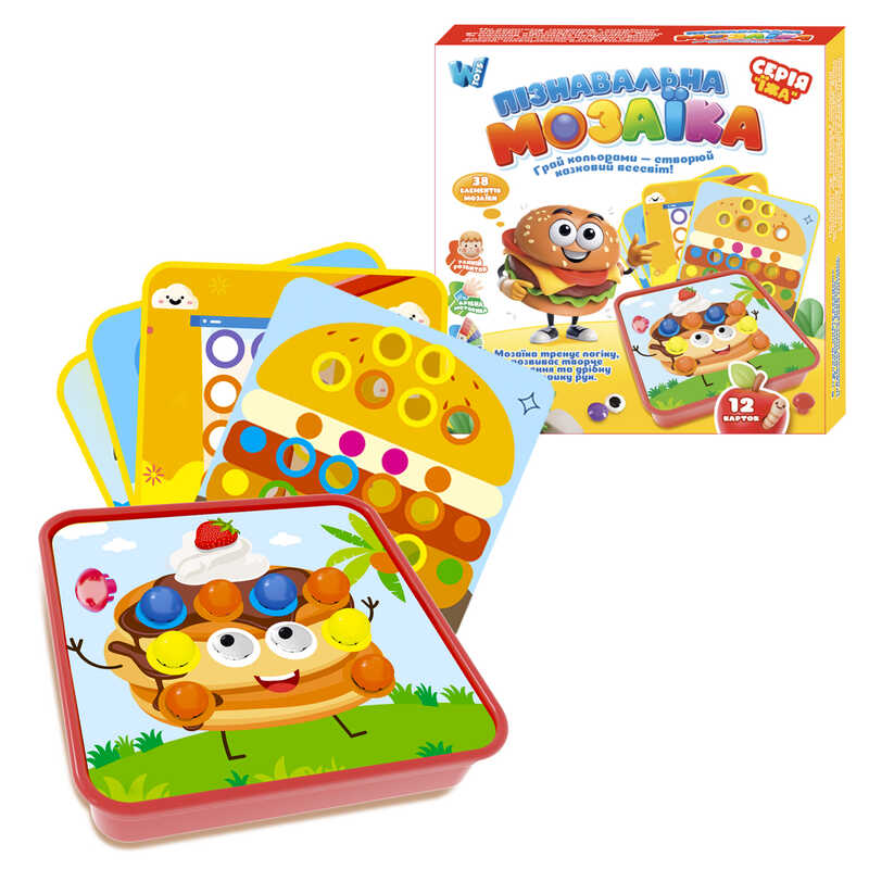 Пізнавальна мозаїка 32577 (60/2) “WToys“, 38 елементів, 12 карток із завданнями, в коробці