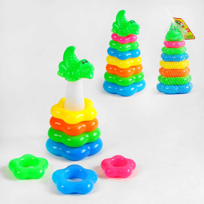 Пірамідка 0909-53 (120/2) “Крокодильчик”, 8 елементів, висота 23 см, в сітці