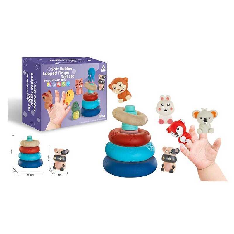 Пірамідка 1274 (48), розбірна, 4 кільця, 5 фігурок тварин, в коробці