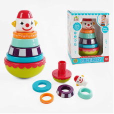 Пірамідка SL 83019 (36/2) “Клоун“, нелягайко, 4 кільця-брязкальця, в коробці