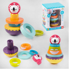Пірамідка SL 83020 (36/2) “Коала“, 2 кольори, нелягайко, 4 кільця-брязкальця, в коробці