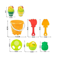 Пісочний набір 295-37 A (72/2) відерці, лопатка, граблі, форма для піску, лійка, сито, у сітці