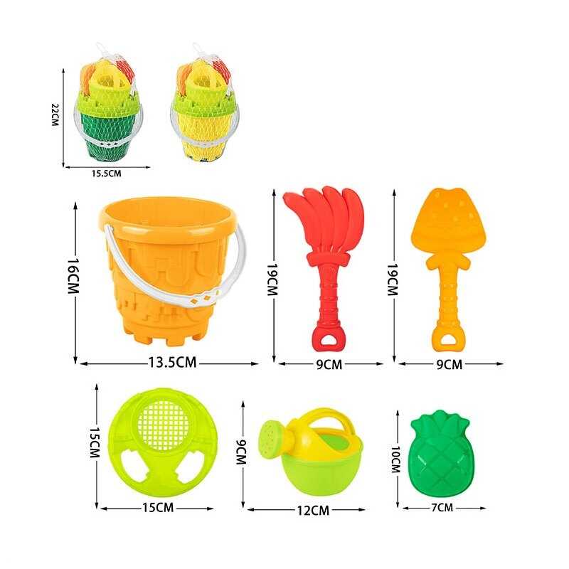 Пісочний набір 295-37 A (72/2) відерці, лопатка, граблі, форма для піску, лійка, сито, у сітці Пісочний набір 295-37 A (72/2) відерці, лопатка, граблі, форма для піску, лійка, сито, у сітці
