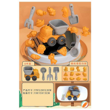 Пісочний набір 913-327 (96/2) розмір самоскида - 17х12.5х12.5 см, сито, лопатка, граблі, 3 формочки, рухомі елементи, в сітці