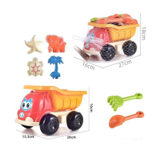 Пісочний набір C 468 (48/2) розмір самоскида - 26х15.5х16 см, лопатка, граблі, 4 формочки, в сітці