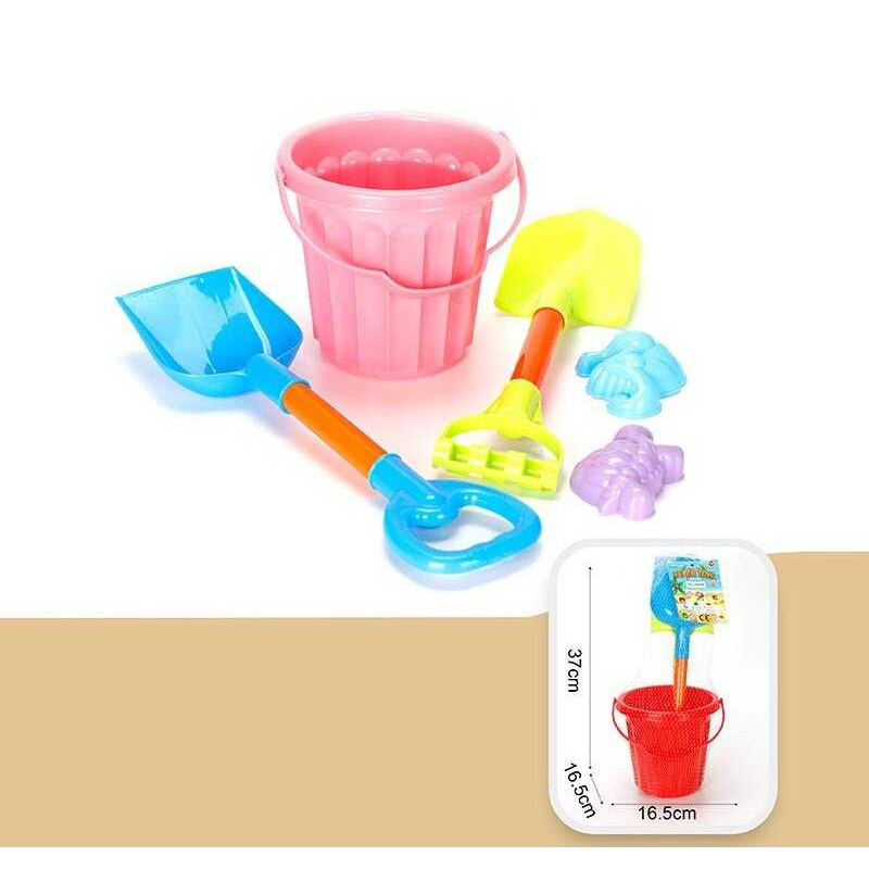 Пісочний набір JX 6848 (63) відро - 16 см, 2 лопати, 2 формочки, в сітці