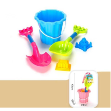 Пісочний набір JX 6853 (48) відро, 2 лопати, 2 формочки, в сітці,  ВИДАЄТЬСЯ ТІЛЬКИ МІКС ВИДІВ