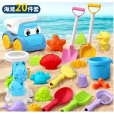 Пісочний набір W 218-46 (48/2) розмір самоскида - 17х11.5х13 см, висота відра - 10 см, млин, граблі, сито, 4 лопатки, 11 формочок, в сітці