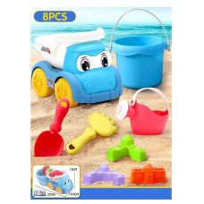 Пісочний набір W 218-62 (72/2) розмір самоскида: 16.5х11х13 см, висота відра - 9.5 см, лійка, граблі, 3 формочки, в сітці