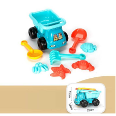 Пісочний набір YF 3634 (48) машина - самоскид, лопатка, граблі, сито, 4 формочки, в сітці