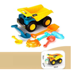 Пісочний набір YF 3643 (20) 8 елементів, 2 лопатки, 2 форми, самоскид, граблі, сито, в сітці
